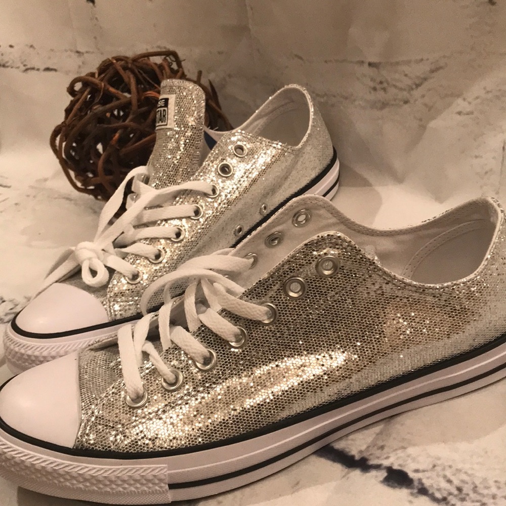 GLITTER Converse Chuck Taylor All Star Ox Silver - Picture 3 of 7